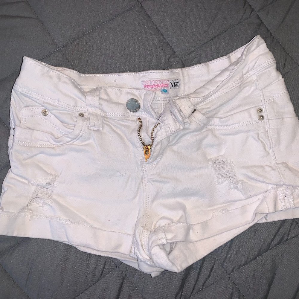 White jean shorts